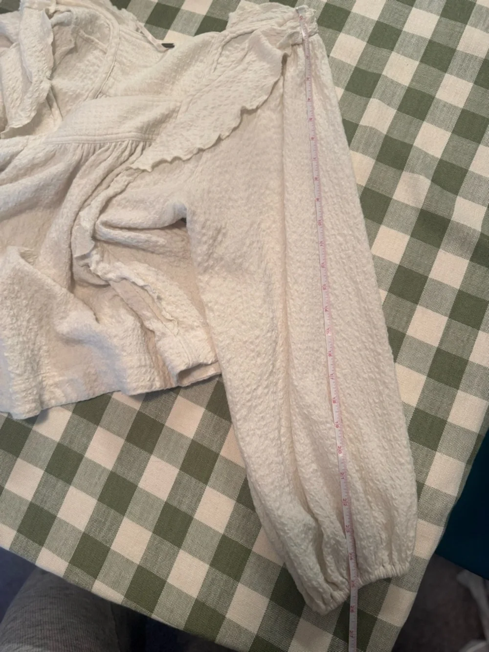 Free People Cream Bonny Blouse Square Neck Ruffle Front Top - Picture 8 of 9